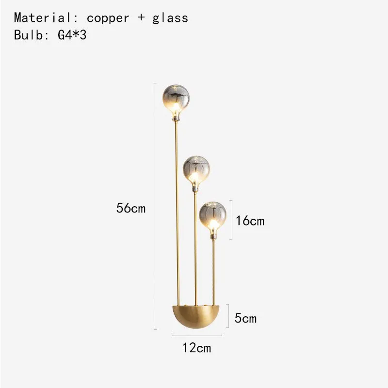 Modern Gray Glass G4 Wall Lamp Gold Black Copper Bedroom Living Room Aisle Dining Minimalist Lighting  Art Deco