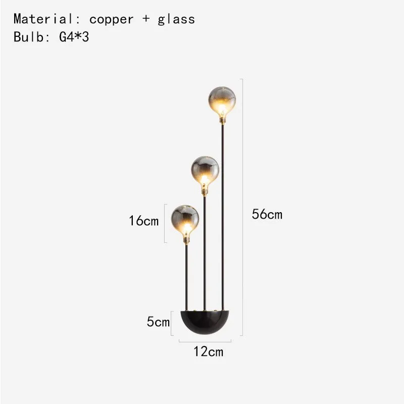 Modern Gray Glass G4 Wall Lamp Gold Black Copper Bedroom Living Room Aisle Dining Minimalist Lighting  Art Deco