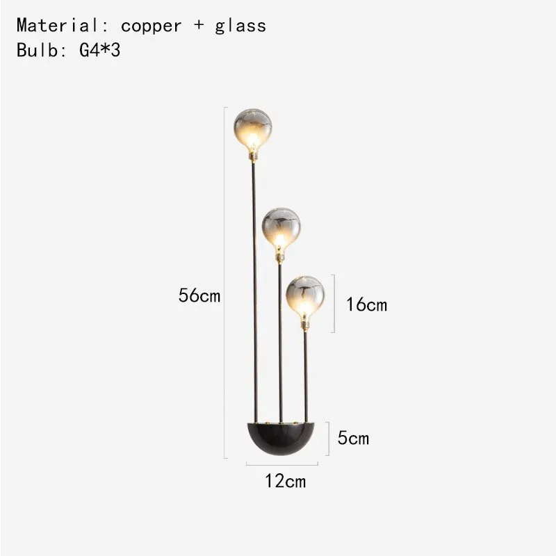 Modern Gray Glass G4 Wall Lamp Gold Black Copper Bedroom Living Room Aisle Dining Minimalist Lighting  Art Deco
