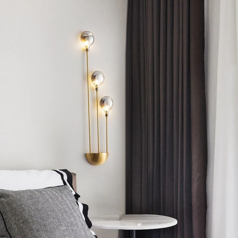 Modern Gray Glass G4 Wall Lamp Gold Black Copper Bedroom Living Room Aisle Dining Minimalist Lighting  Art Deco