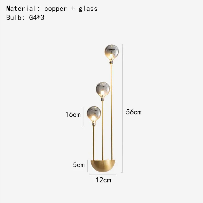Modern Gray Glass G4 Wall Lamp Gold Black Copper Bedroom Living Room Aisle Dining Minimalist Lighting  Art Deco