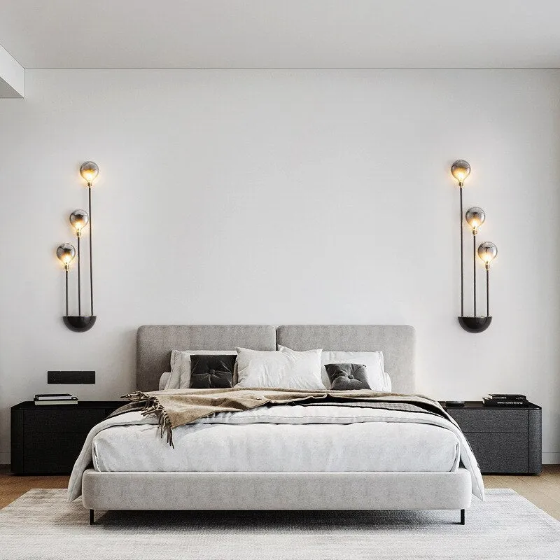Modern Gray Glass G4 Wall Lamp Gold Black Copper Bedroom Living Room Aisle Dining Minimalist Lighting  Art Deco