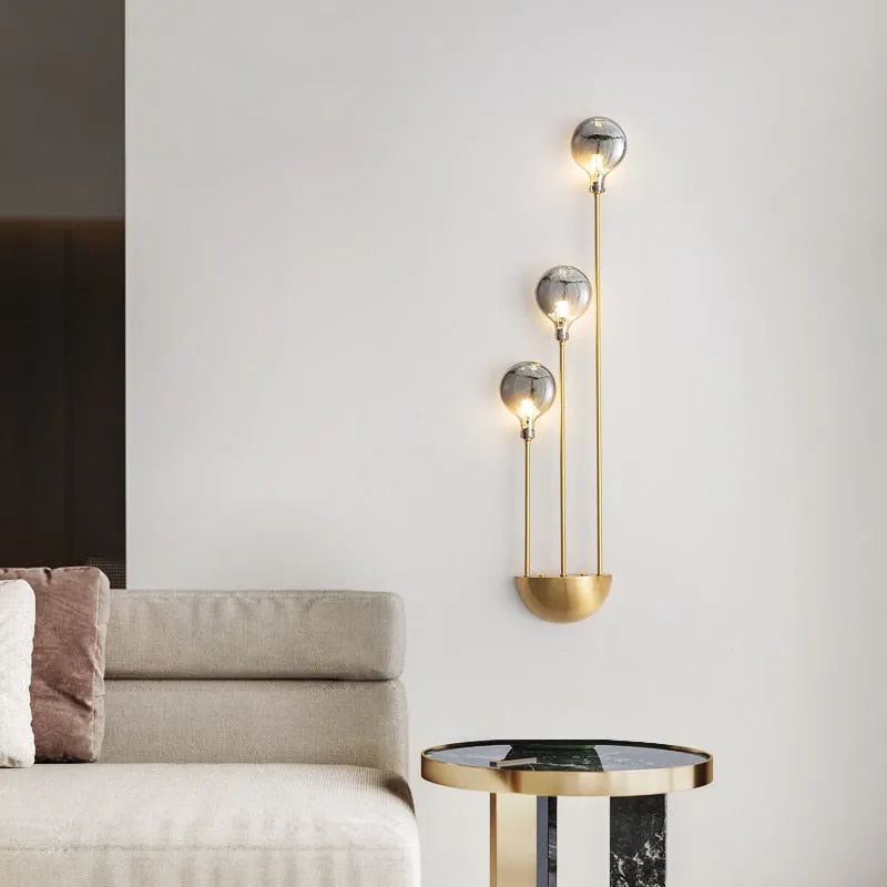 Modern Gray Glass G4 Wall Lamp Gold Black Copper Bedroom Living Room Aisle Dining Minimalist Lighting  Art Deco