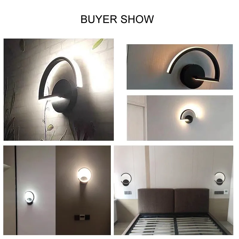 Modern LED Wall Lamps Living Room Bedroom Bedside Sconce Black White Coffee Color Lamp Aisle Indoor Lighting Dropping Shipping