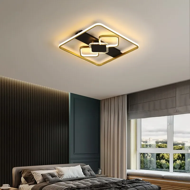 Modern Minimalist Ceiling Lights Gold Black White Geometric Ceiling Lamp for Kitchen Living Room Bedroom Home Fixture Decoration