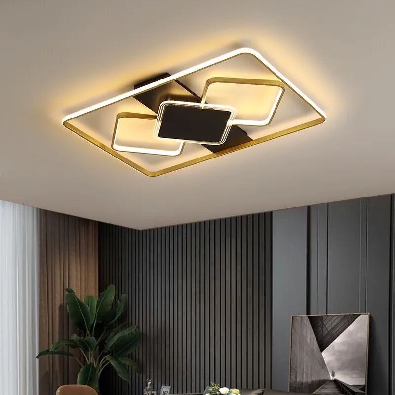 Modern Minimalist Ceiling Lights Gold Black White Geometric Ceiling Lamp for Kitchen Living Room Bedroom Home Fixture Decoration