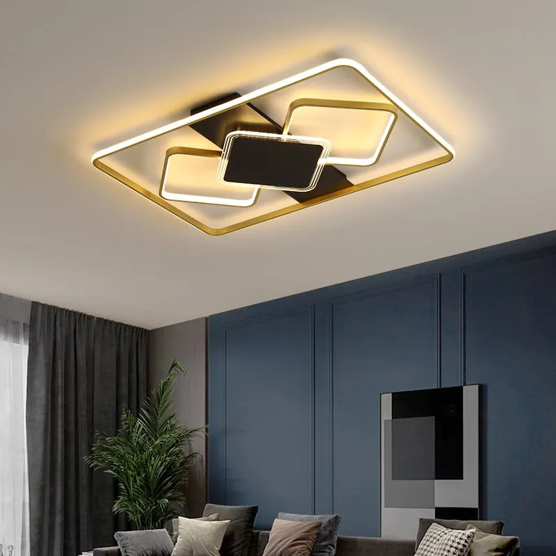 Modern Minimalist Ceiling Lights Gold Black White Geometric Ceiling Lamp for Kitchen Living Room Bedroom Home Fixture Decoration