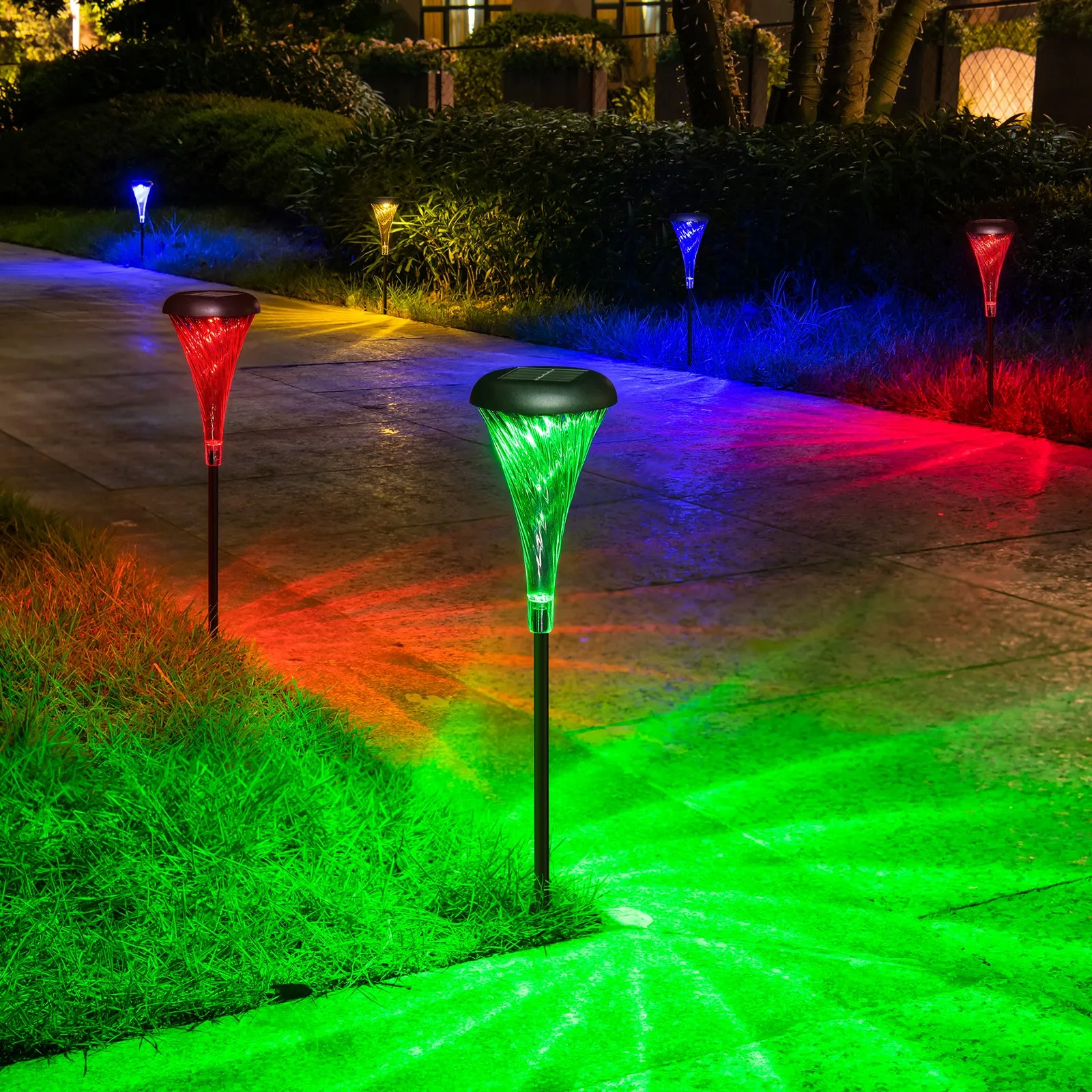 Morning glory Solar Light Outdoor waterproof Led Light RGB Garden Stake Lights for Path Walkway Driveway