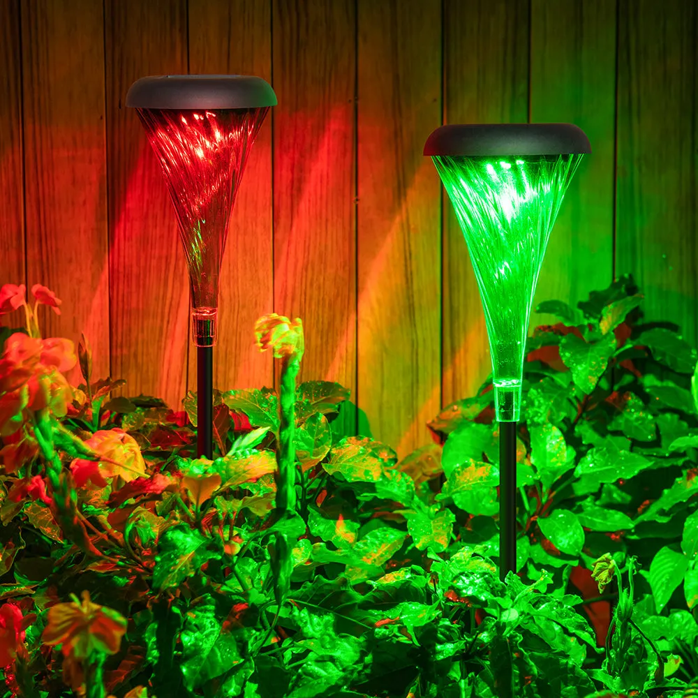Morning glory Solar Light Outdoor waterproof Led Light RGB Garden Stake Lights for Path Walkway Driveway