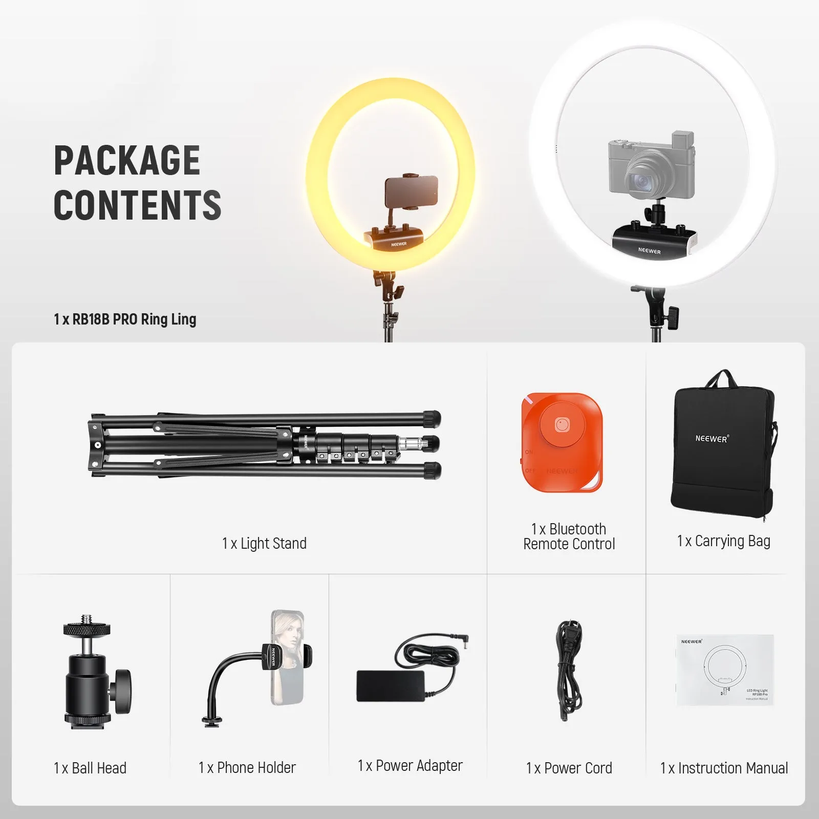 NEEWER RP18B Pro Ring Light Kit