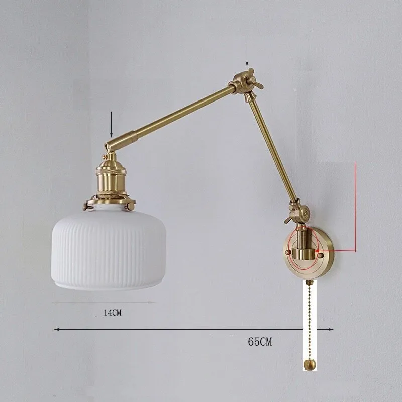 New Ceramic Copper LED Wall Lamp With Swing Long Arm