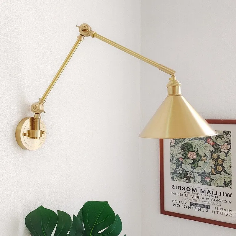 New Ceramic Copper LED Wall Lamp With Swing Long Arm