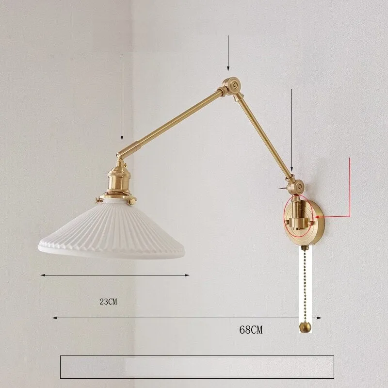 New Ceramic Copper LED Wall Lamp With Swing Long Arm