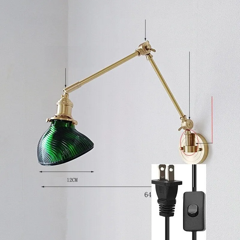 New Ceramic Copper LED Wall Lamp With Swing Long Arm