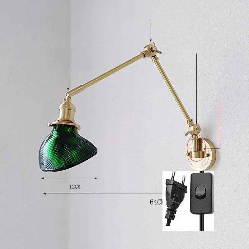 New Ceramic Copper LED Wall Lamp With Swing Long Arm