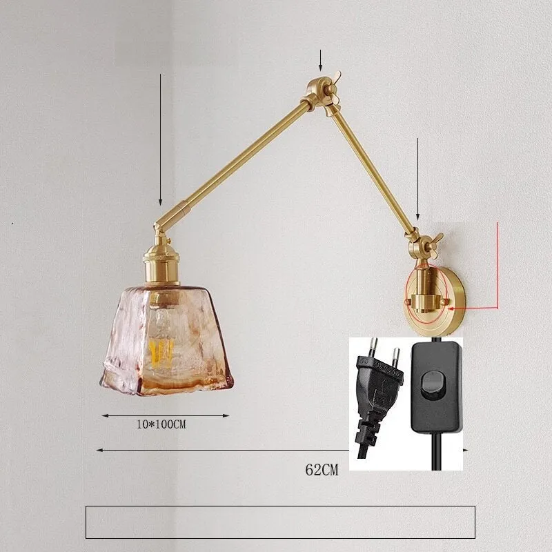 New Ceramic Copper LED Wall Lamp With Swing Long Arm