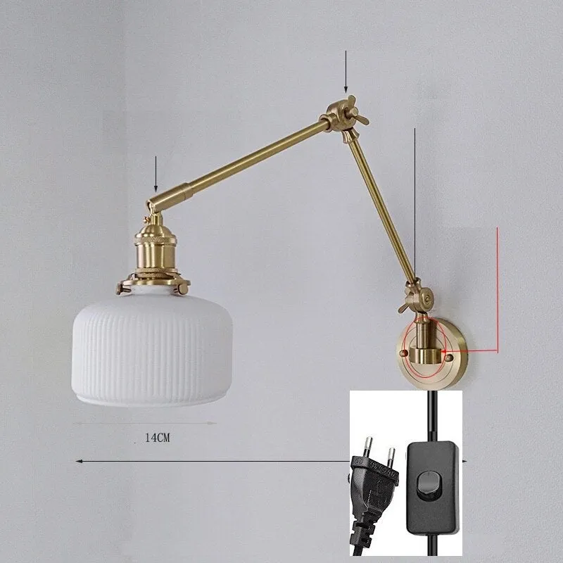 New Ceramic Copper LED Wall Lamp With Swing Long Arm