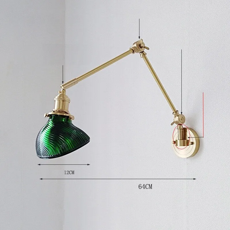 New Ceramic Copper LED Wall Lamp With Swing Long Arm