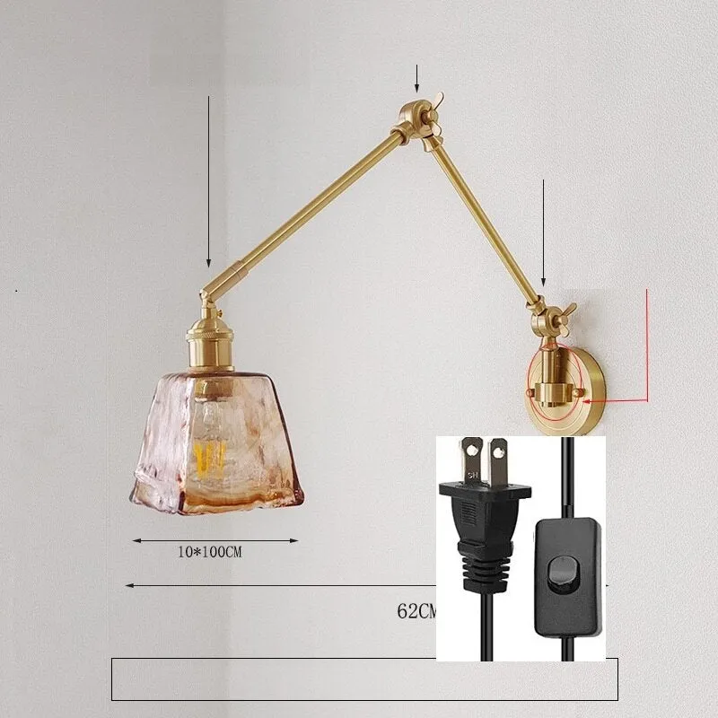 New Ceramic Copper LED Wall Lamp With Swing Long Arm