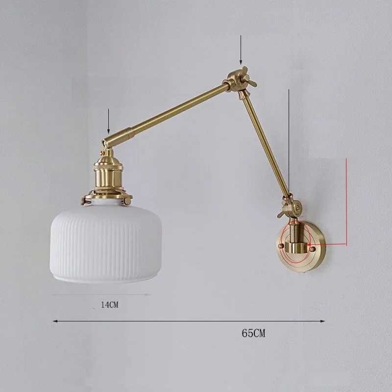 New Ceramic Copper LED Wall Lamp With Swing Long Arm