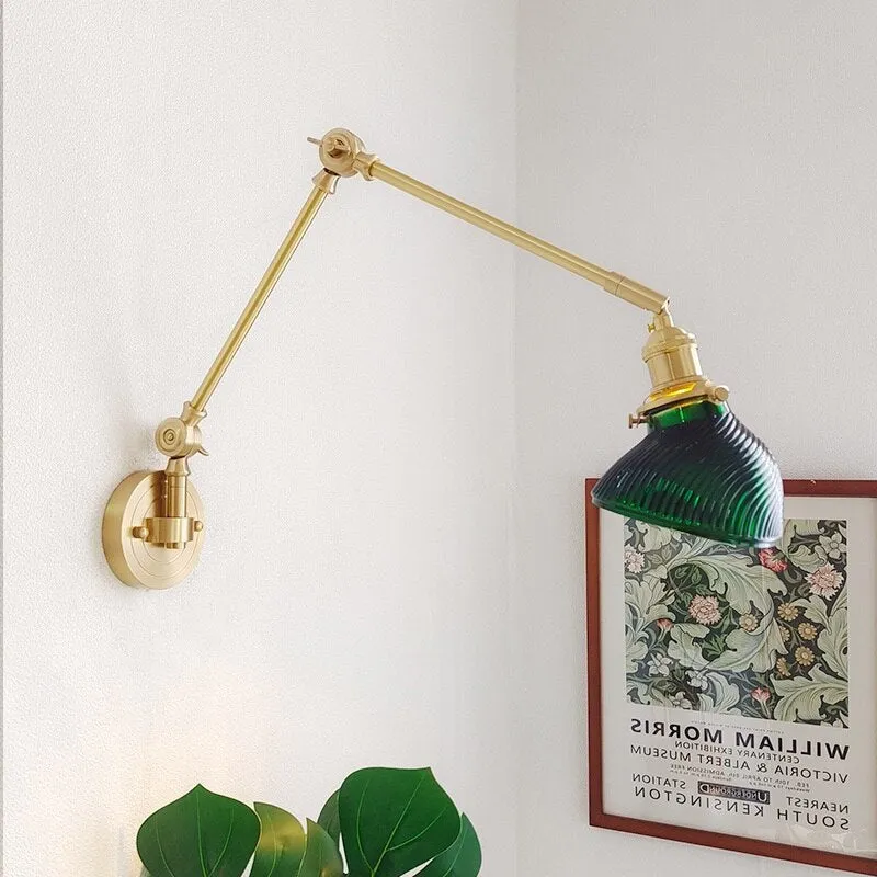 New Ceramic Copper LED Wall Lamp With Swing Long Arm