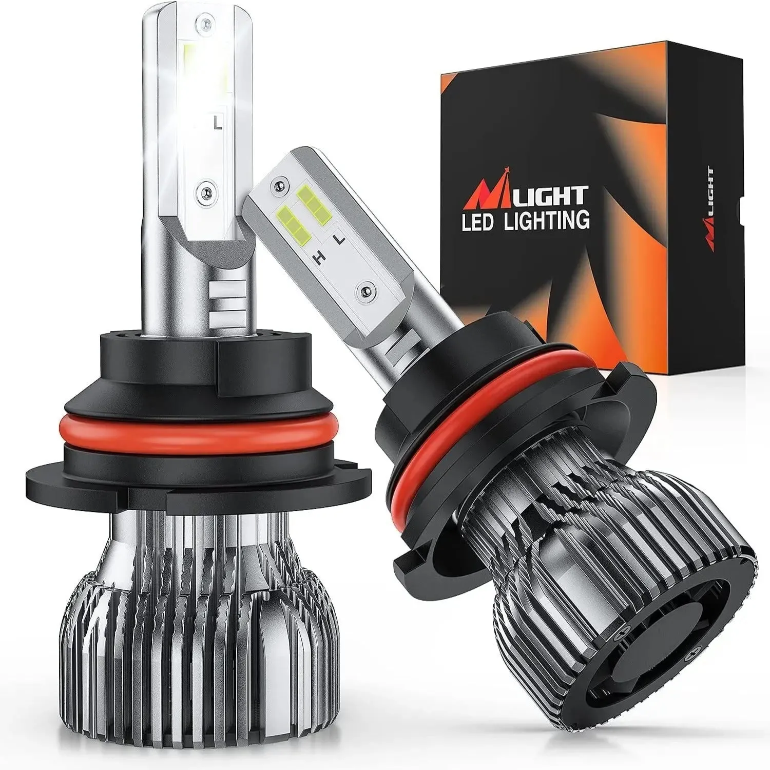 Nilight E1 9004/HB1 LED Headlight Bulbs, 350% Brighter, 50W 10000LM LED High Low Beam Headlight Conversion Kit, 6000K Cool White, Mini Size, 2-Pack