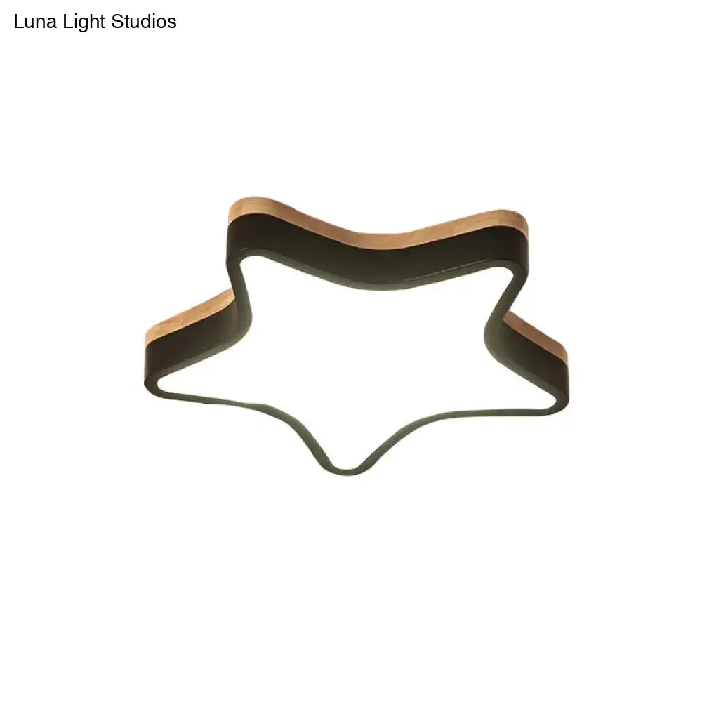 Nordic Nursing Room Star Flush Ceiling Lamp with Acrylic & Wood Panels: Slim, Stylish Fixture