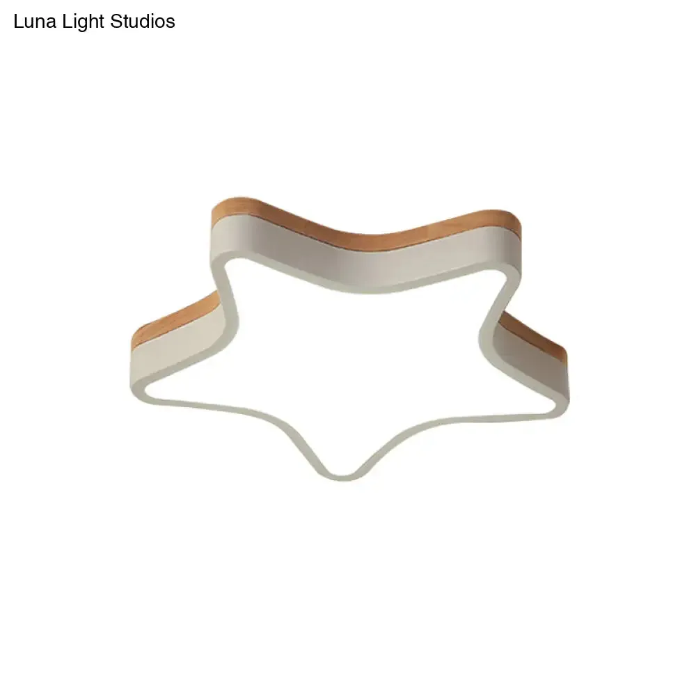 Nordic Nursing Room Star Flush Ceiling Lamp with Acrylic & Wood Panels: Slim, Stylish Fixture