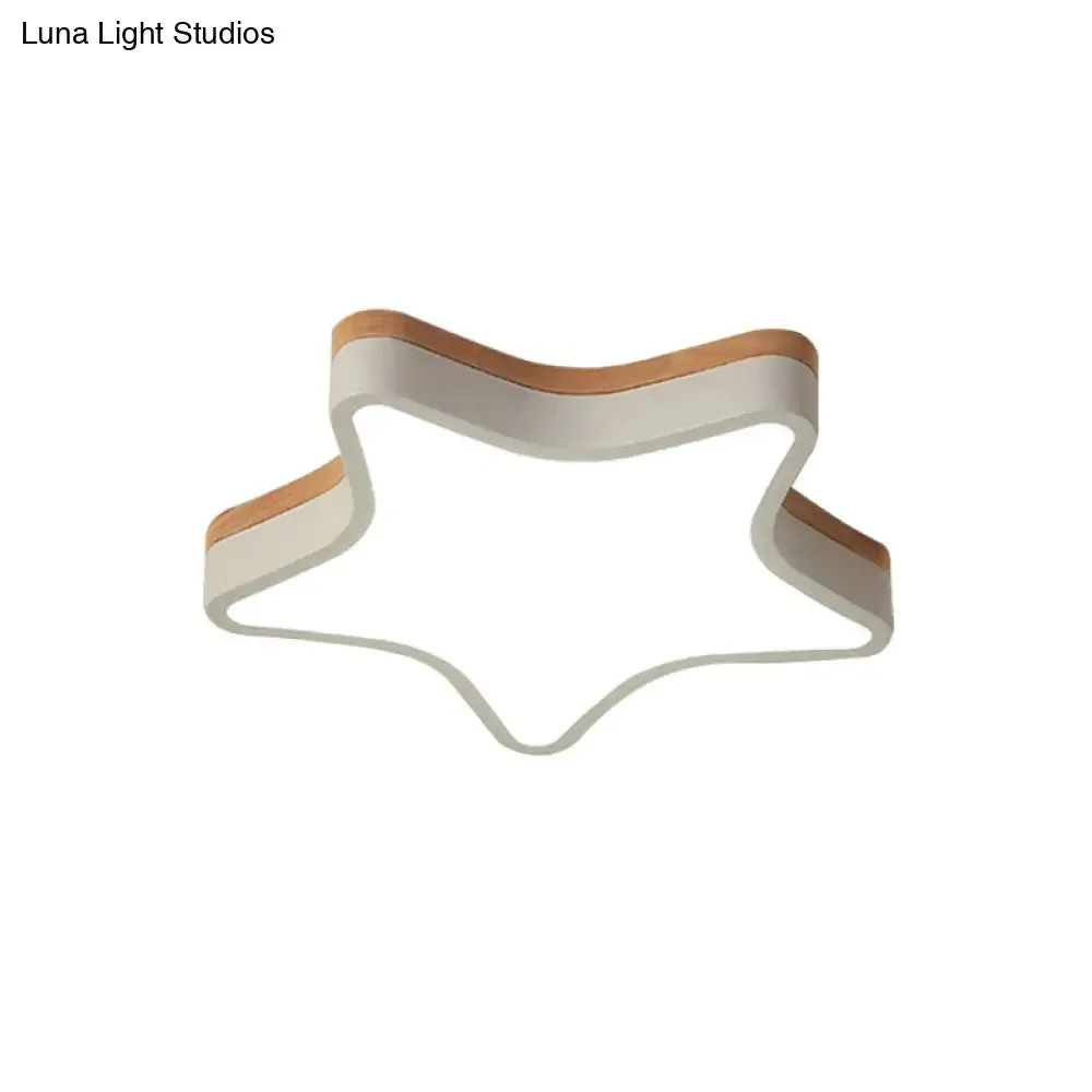 Nordic Nursing Room Star Flush Ceiling Lamp with Acrylic & Wood Panels: Slim, Stylish Fixture