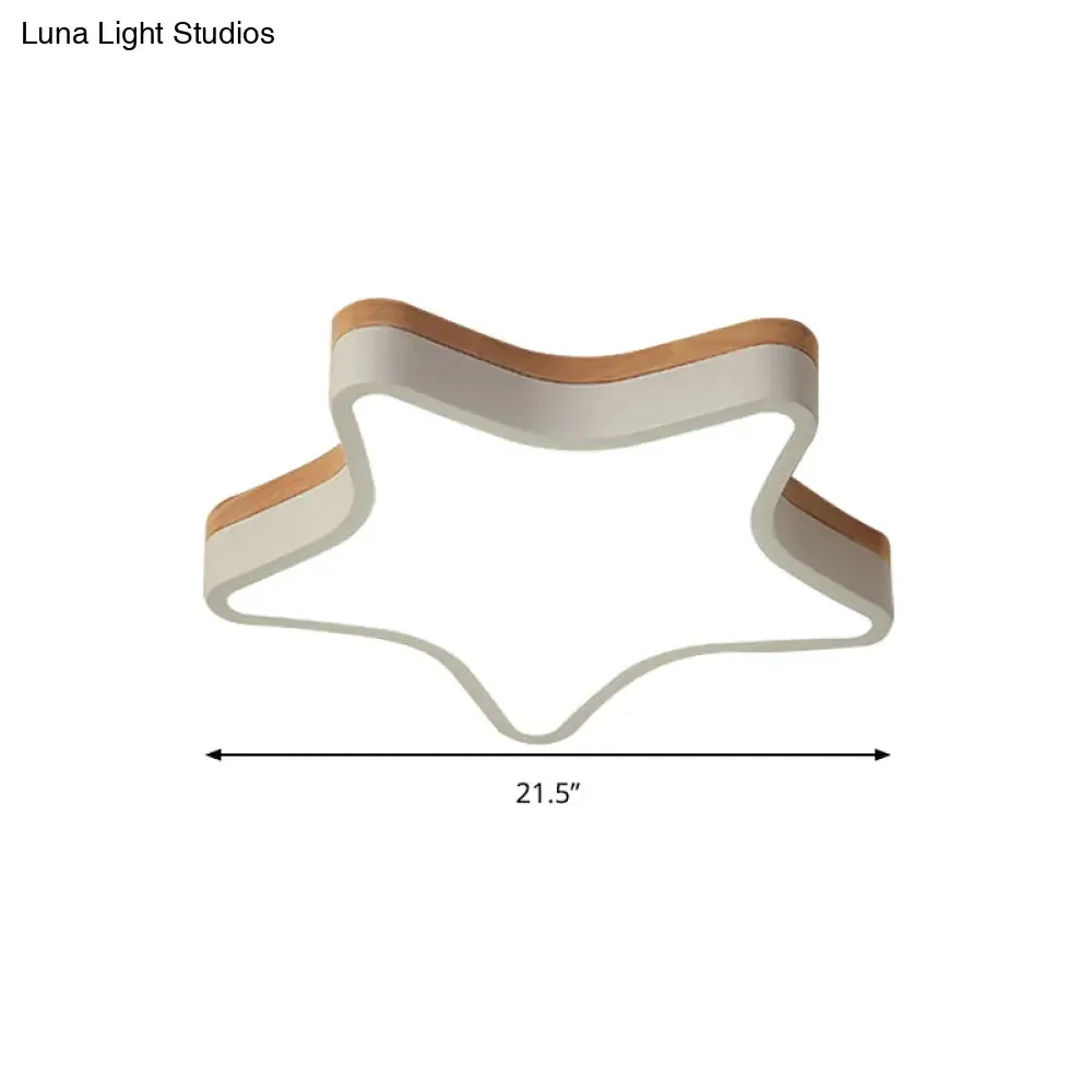 Nordic Nursing Room Star Flush Ceiling Lamp with Acrylic & Wood Panels: Slim, Stylish Fixture