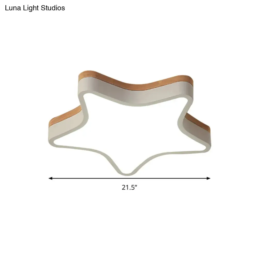 Nordic Nursing Room Star Flush Ceiling Lamp with Acrylic & Wood Panels: Slim, Stylish Fixture