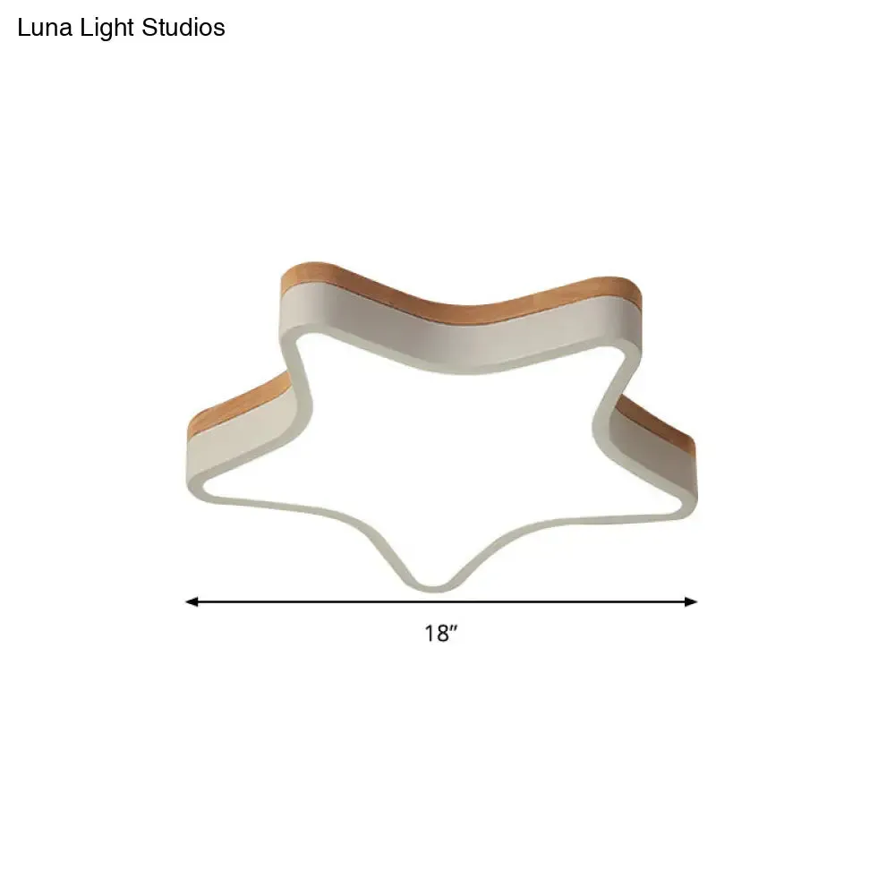 Nordic Nursing Room Star Flush Ceiling Lamp with Acrylic & Wood Panels: Slim, Stylish Fixture