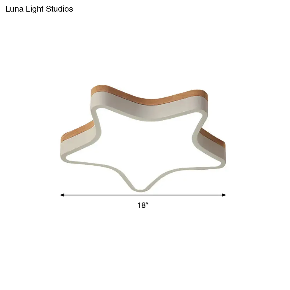 Nordic Nursing Room Star Flush Ceiling Lamp with Acrylic & Wood Panels: Slim, Stylish Fixture