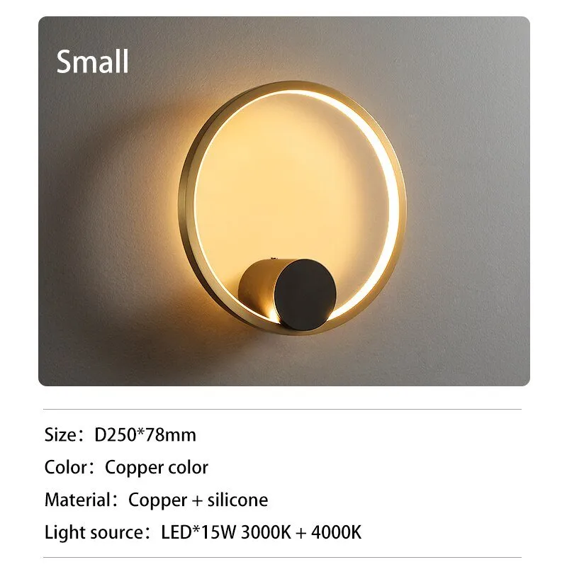 Nordic Style Brass Ring LED Wall Light