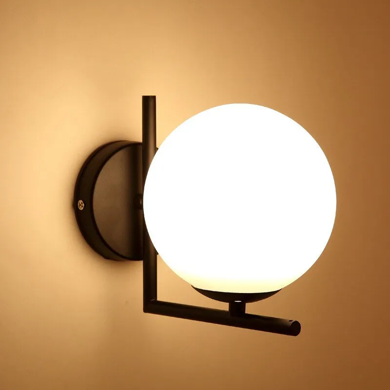 Nordic Wall Lamp with Glass Ball Design and Pull Chain