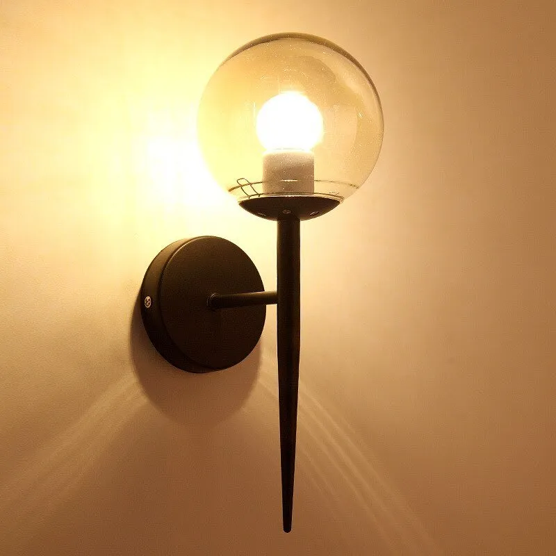 Nordic Wall Lamp with Glass Ball Design and Pull Chain
