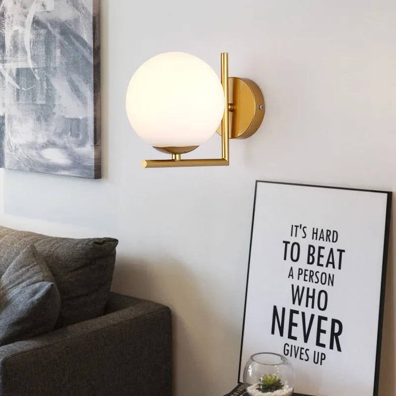 Nordic Wall Lamp with Glass Ball Design and Pull Chain