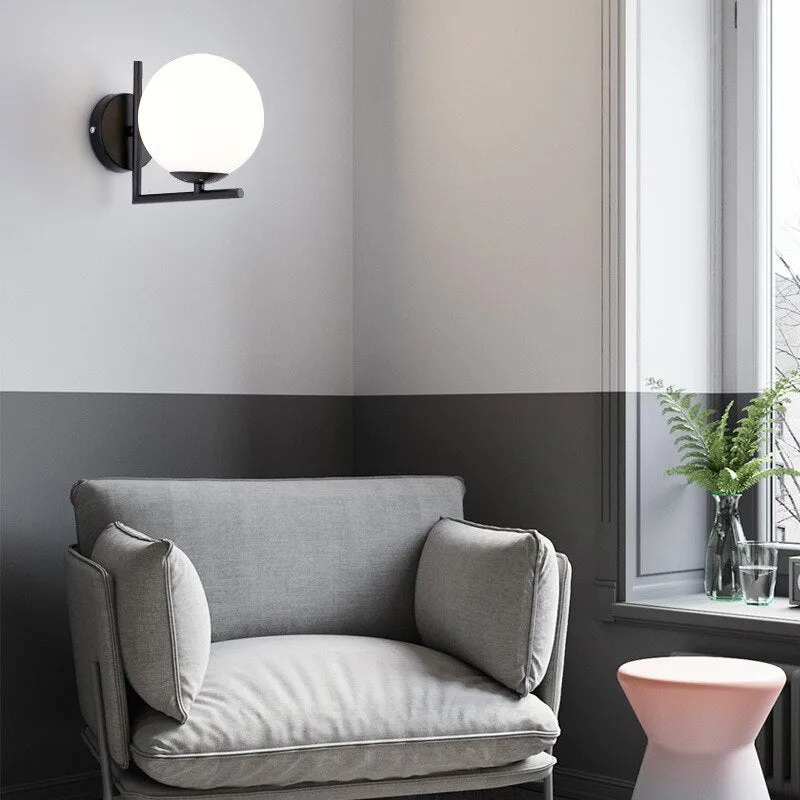 Nordic Wall Lamp with Glass Ball Design and Pull Chain