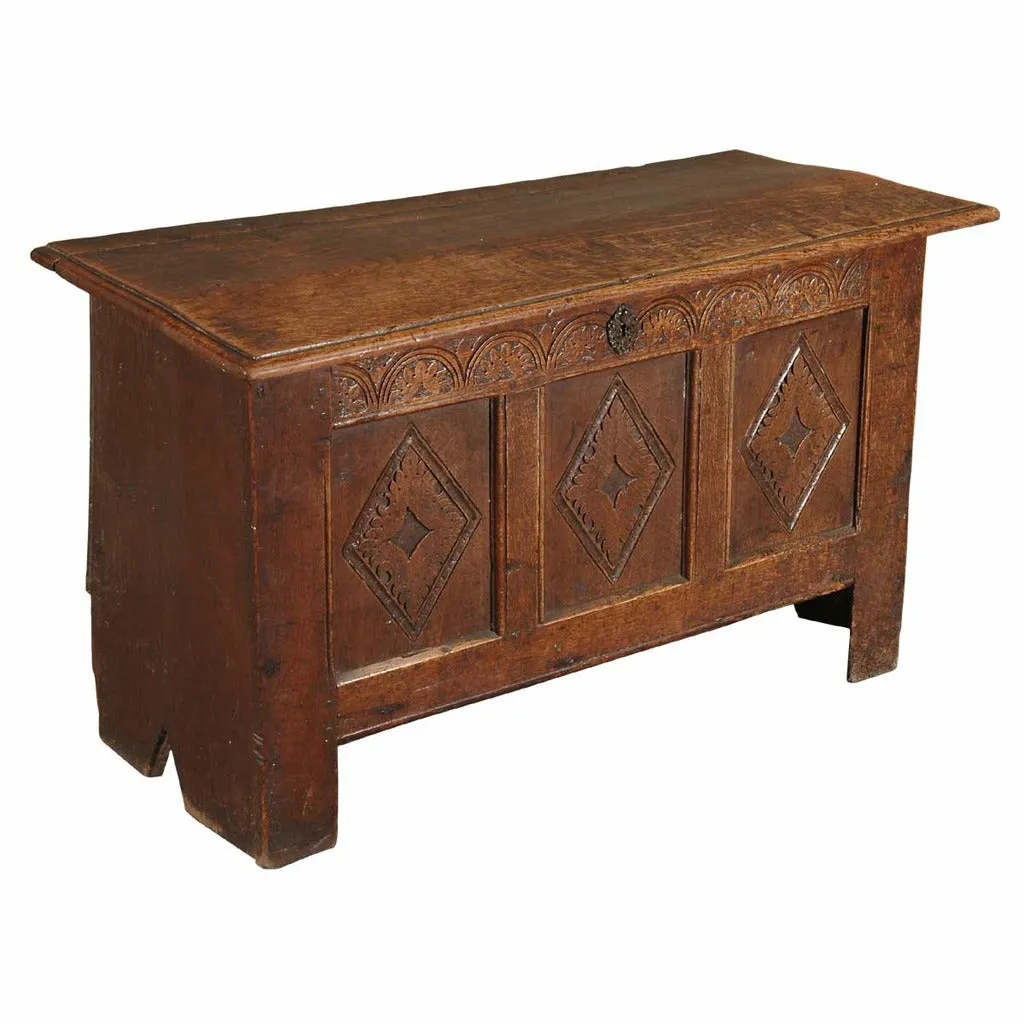 Oak Coffer Three Panels Across the Front