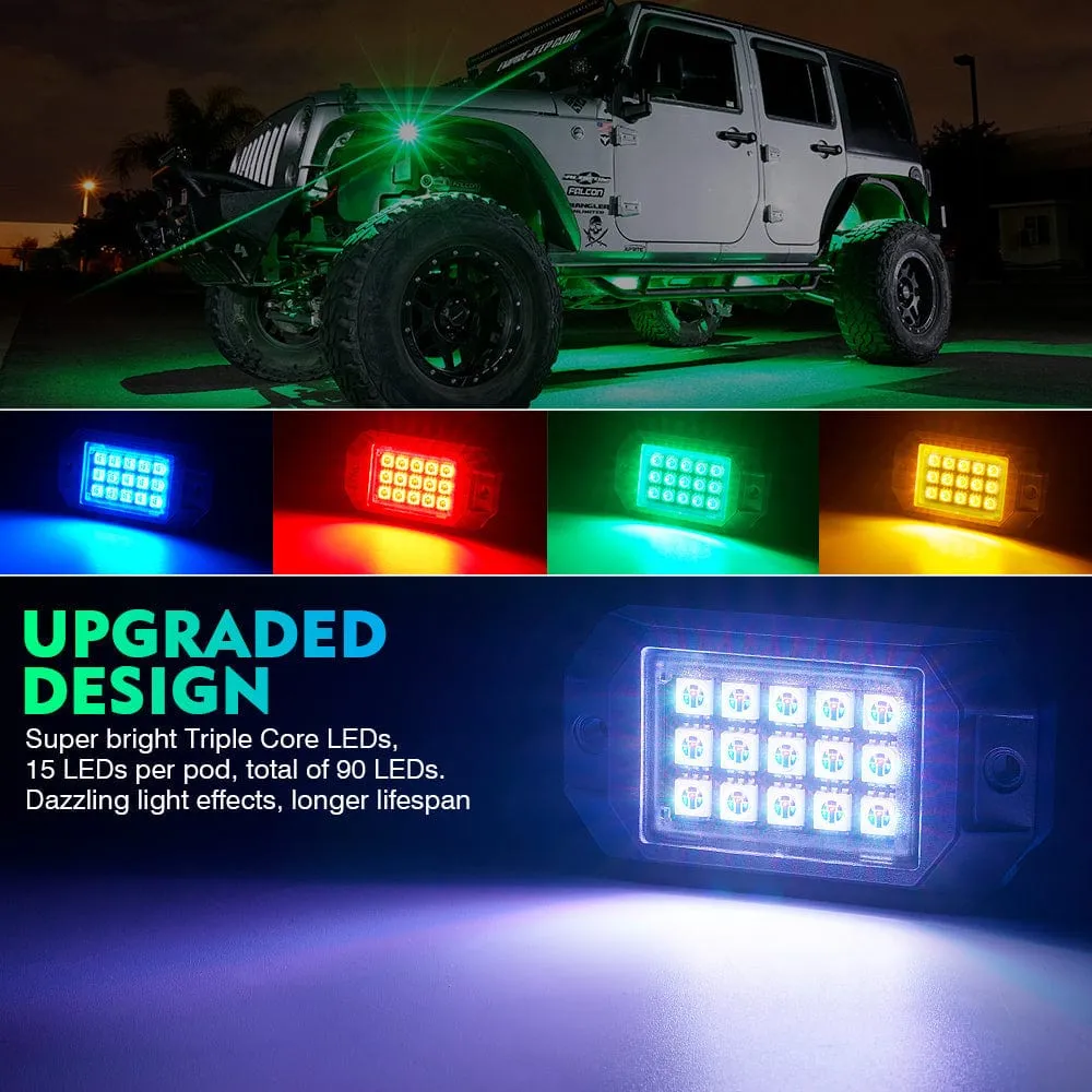 Offroad RGB LED Rock Lights Kit with Remote Control & Bluetooth