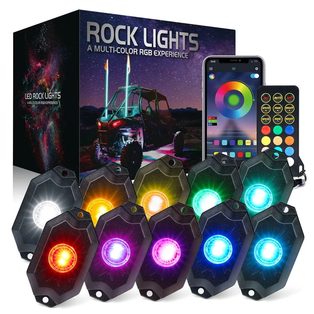 Offroad RGBW LED Rock Lights Kit Trophy Series with Bluetooth Control
