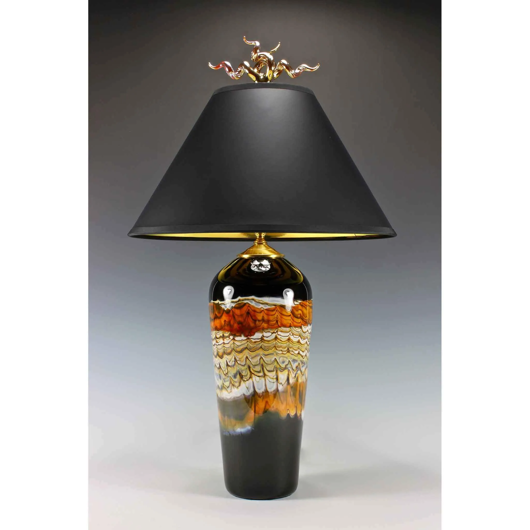 Opal Table Lamp in Tangerine by Gartner Blade Art Glass