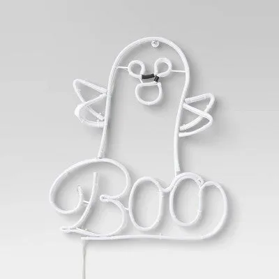 Open Box - 16" LED Faux Neon Ghost and Boo Halloween Silhouette Light with Motion - Hyde & EEK! Boutique
