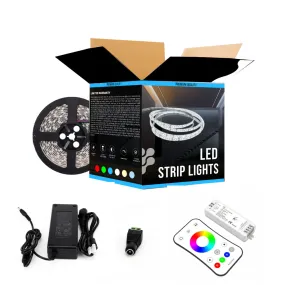 Outdoor Waterproof RGB LED Strip Lights, IP68, 16.4ft, 12V, SMD 5050, 60 leds/Meter -  w/ DC Connector  72W/100-240V AC Power Supply and RGB Controller (KIT)