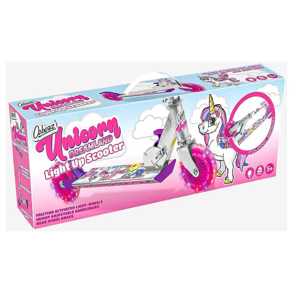 Ozbozz Unicorn Dreamland Light Up Scooter