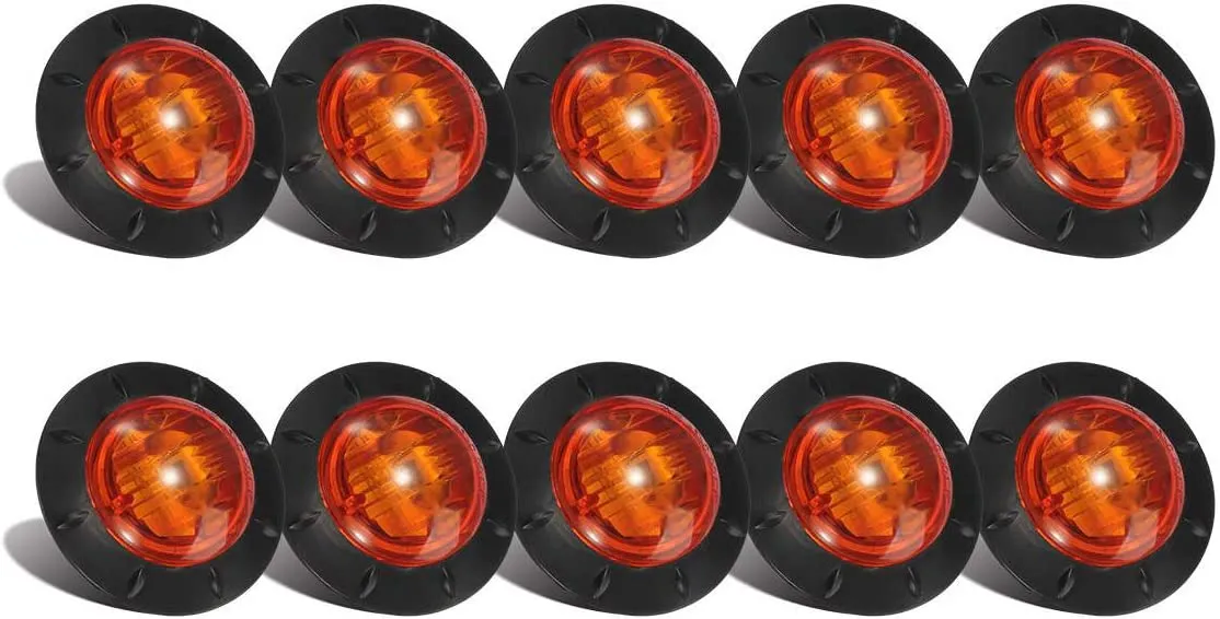 Partsam 10 Pcs 1-1/4" Inch Mount Amber LED Clearance Markers Bullet Marker lights, side marker lights, led marker lights, led side marker lights, led trailer marker lights, trailer marker light
