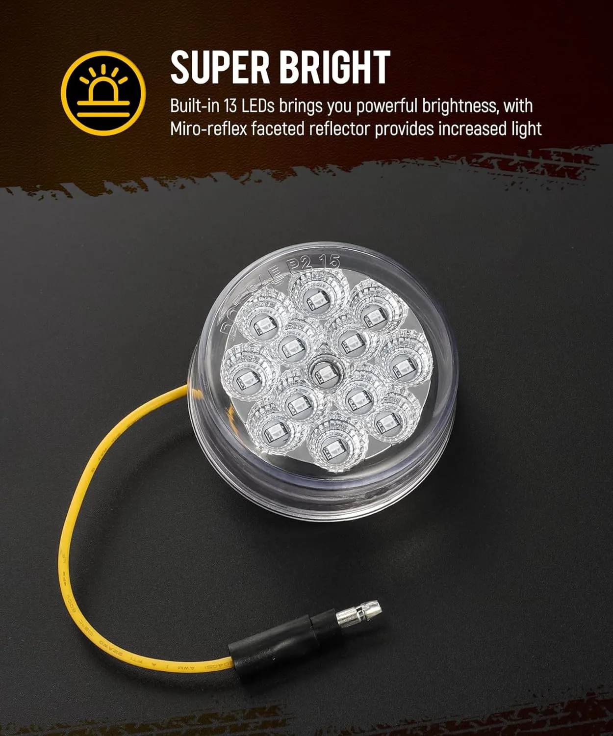 Partsam 10Pcs Dual Revolution 2.5 inch Round 13 LED Marker Light, Amber Side Marker Clearance Lights to Blue Auxiliary Lights for Trailer Truck, Clear Lens,12V, Waterproof