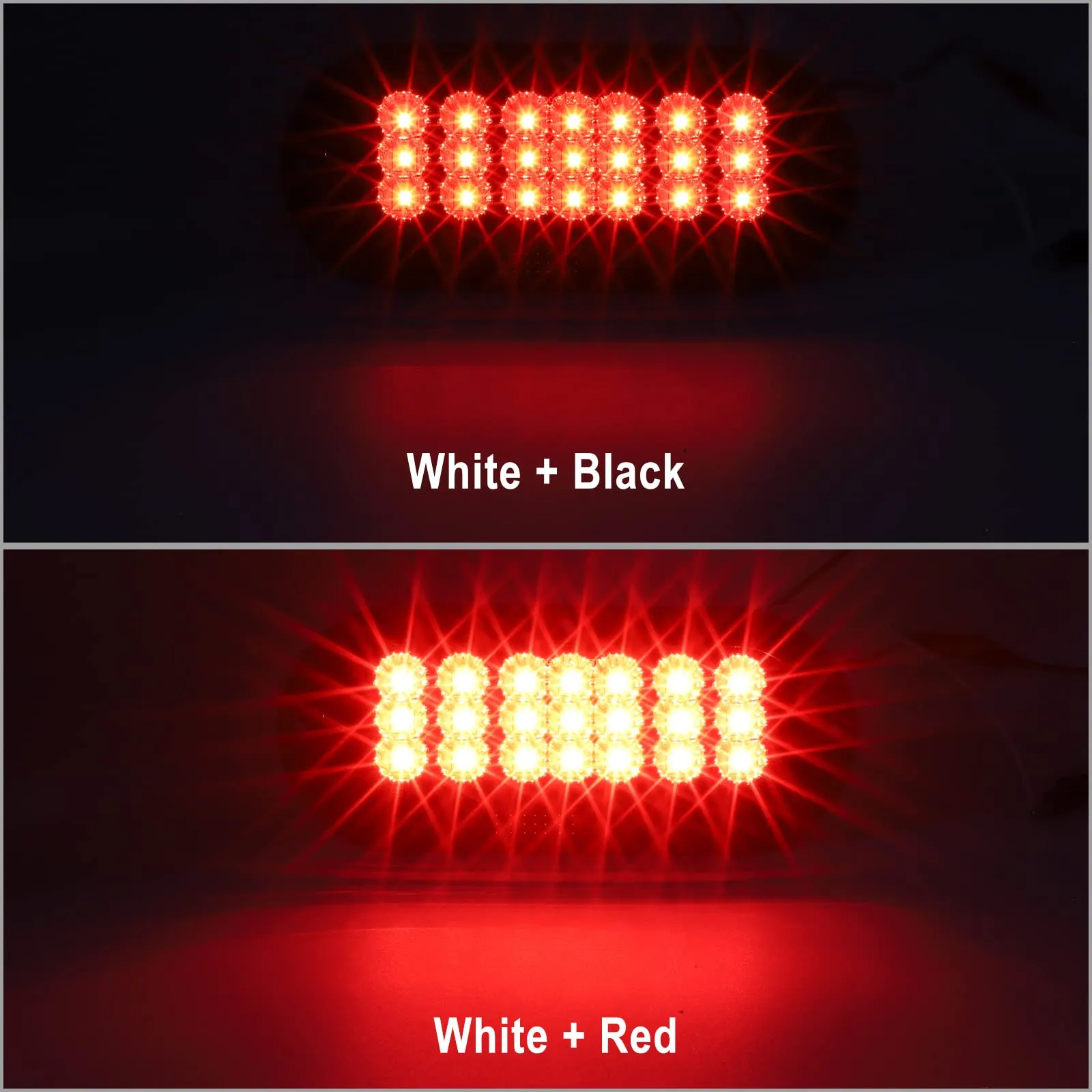 Partsam 2Pcs 6.5" Oval Red Led Trailer Tail Lights w Red Reflector Flange Mount