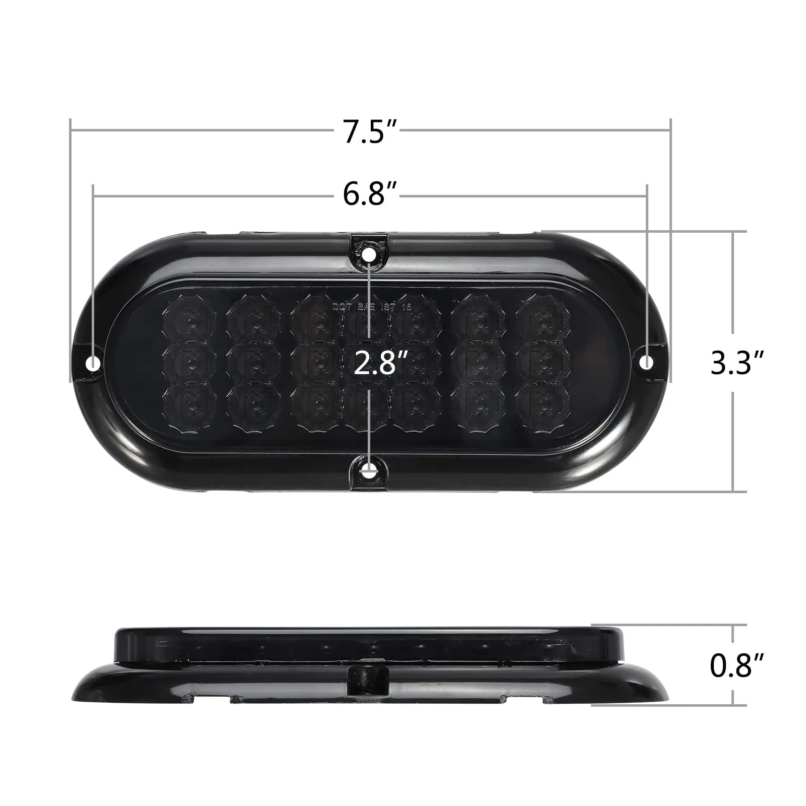 Partsam 2Pcs 6.5" Oval Red Led Trailer Tail Lights w Red Reflector Flange Mount