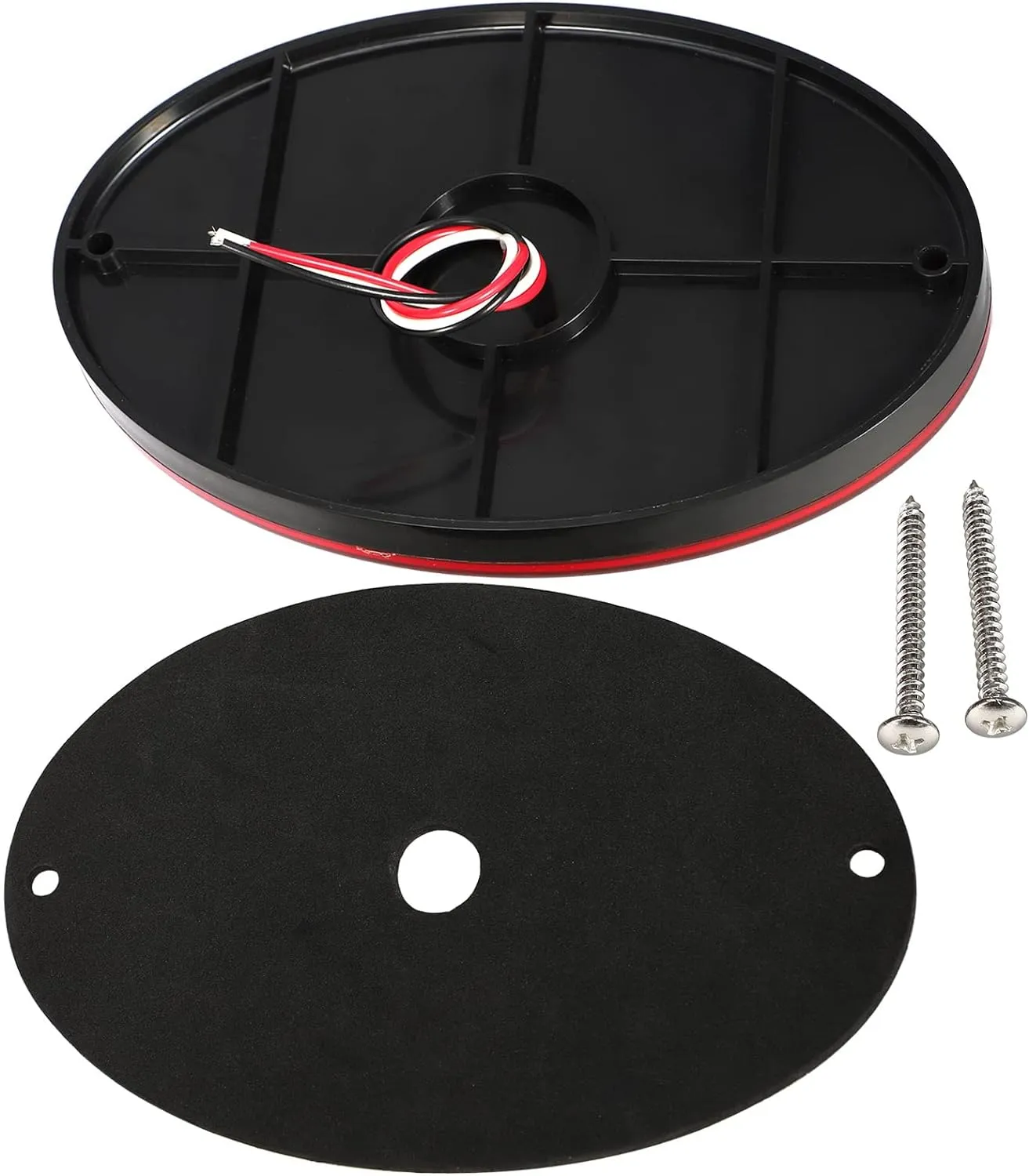 Partsam 2Pcs 8.5" Oval Led Tail Lights 40LED Red for Trailer RV Motorhome Airstream Oval Led Stop Turn Tail Lights Surface Mount Taillights Replacement Lights IP68 Submersible w/Mounting Gaskets